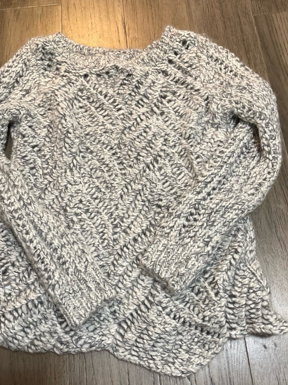 LOFT Light Gray Chunky Knit Crewneck Sweater